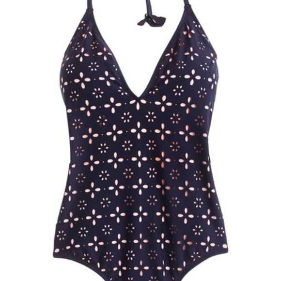 New J. Crew Eyelet Halter One Piece Swimsuit - Picture 3 of 3